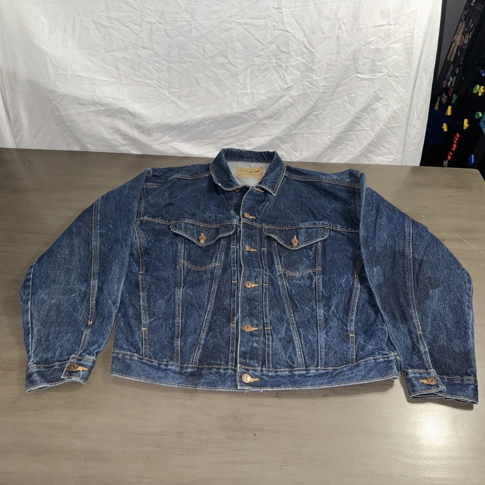 Vintage Jordache Denim Jean Jacket 80s Trucker Style Blue Dark Wash Mens Sz XXL